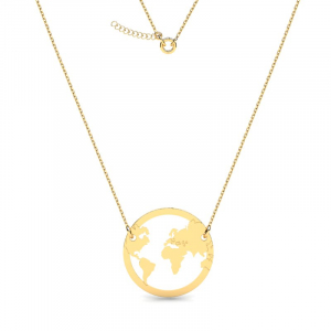 Naszyjnik złoty kółko mapa świata