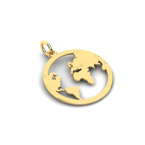 Wisiorek złoty koło mapa świata 14kr