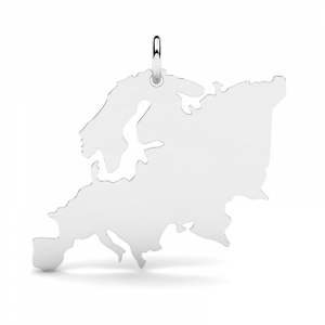 Wisiorek z białego złota mapa Europy grawer