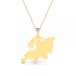 Naszyjnik złoty mapa Europy grawer