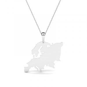 Naszyjnik z białego złota mapa Europy grawer
