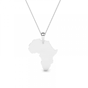Naszyjnik z białego złota mapa Afryki grawer 14kr