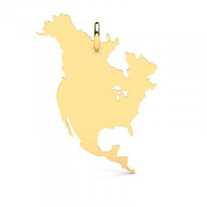 Wisiorek złoty mapa Ameryka Północna grawer