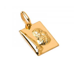 14k gold rectangular religious pendant with Our Lady (1)