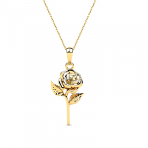 Naszyjnik złoty kwiat róża grawer