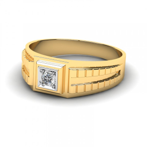 14k gold signet ring with diamond 0,08ct