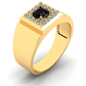 Men's gold signet ring with 0.78ct diamonds gift (1) (1)