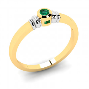 Klasyczny pierścionek złoty z zieloną cyrkonią