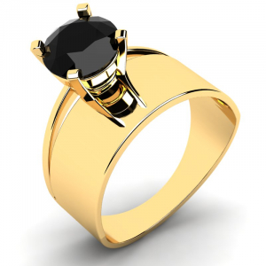 Szeroki pierścionek złoty czarny brylant 1,50ct