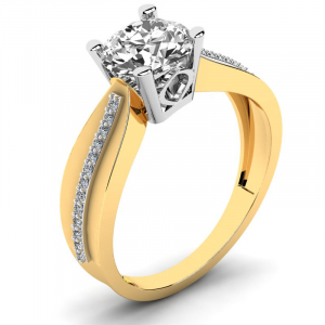 Błyszczący pierścionek złoty zaręczynowy