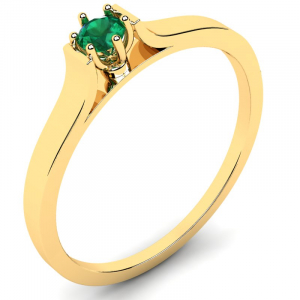 Pierścionek złoty klasyczny z zieloną cyrkonią 
