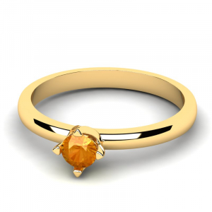 Pierścionek złoty z pomarańczową cyrkonią 3mm