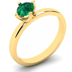 Klasyczny pierścionek złoty z zieloną cyrkonią 5mm