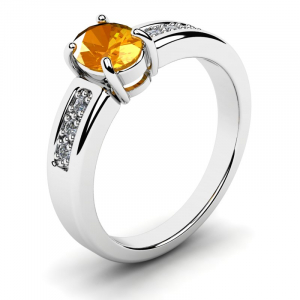 Pierścionek białe złoto cyrkonia pomarańcz 7x5mm