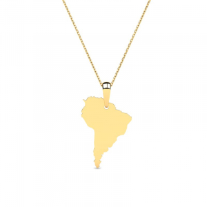 Naszyjnik złoty mapa Ameryka Południowa grawer