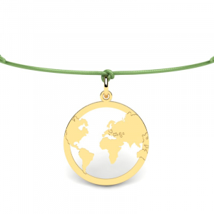 Bransoletka złota koło mapa świata