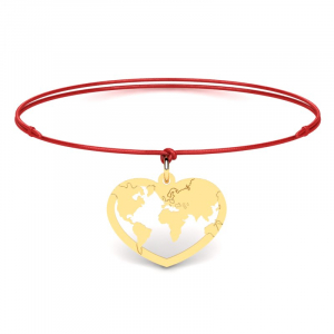 Bransoletka złota serce mapa świata