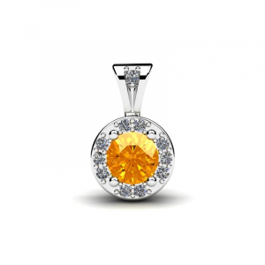Yellow gold sapphire pendant with diamonds 0,40ct (1) (1)