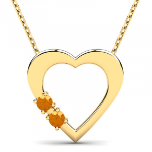 Naszyjnik złoty serce z pomarańczowymi cyrkoniami