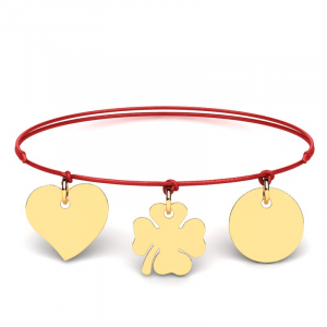 Bracelet with 14 karat four leaf clover and heart (1)