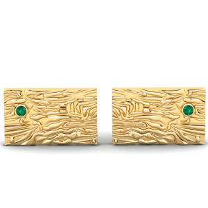 Spinki złote do mankietów z zielonymi cyrkoniami 