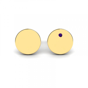 Kolczyki złote kółeczka z fioletową cyrkonią