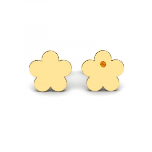 Kolczyki złote kwiatuszki cyrkonia grawer 