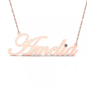 Naszyjnik z różowego złota imię Amelia