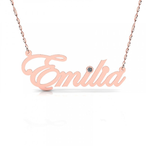 Naszyjnik z różowego złota imię Emilia