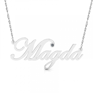Naszyjnik z białego złota imię Magda