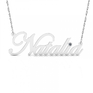 Naszyjnik z białego złota imię Natalia