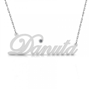 Naszyjnik z białego złota imię Danuta