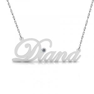 Naszyjnik z białego złota imię Diana