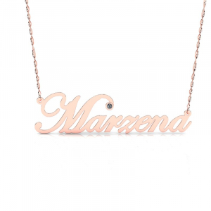 Naszyjnik z różowego złota imię Marzena