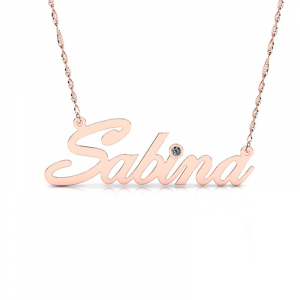 Naszyjnik z różowego złota imię Sabina