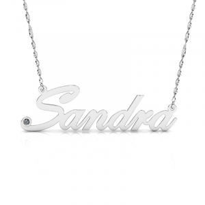 Naszyjnik z białego złota imię Sandra