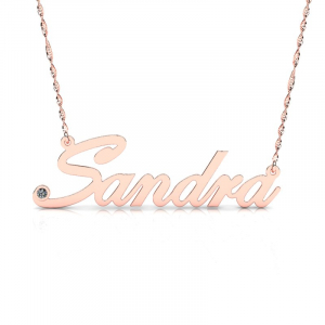 Naszyjnik z różowego złota imię Sandra