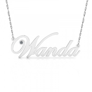 Naszyjnik z białego złota imię Wanda