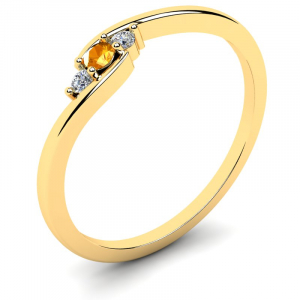 Pierścionek złoty zaręczyny pomarańczowa cyrkonia