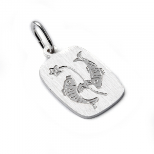 Wisiorek srebrny znak zodiaku ryby grawer pisces
