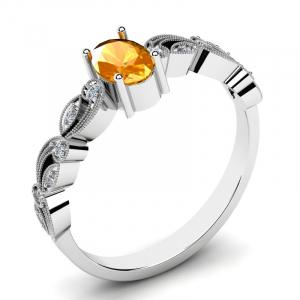 Pierścionek białe złoto cyrkonia pomarańcz 6x4mm 