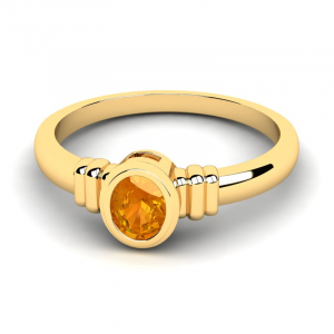 Pierścionek złoty z pomarańczową cyrkonią 14kr