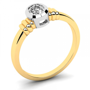 Klasyczny pierścionek złoty z cyrkonią 