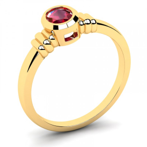 Klasyczny pierścionek złoty z czerwoną cyrkonią 