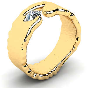 Pierścionek złoty szeroki z brylantem 0,50ct