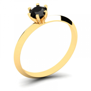 Pierścionek złoty z czarną cyrkonią na zaręczyny 