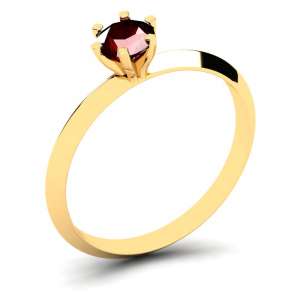 Pierścionek złoty z bordową cyrkonią na zaręczyny 