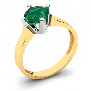 Klasyczny pierścionek złoty z zieloną cyrkonią 