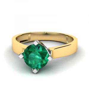 Klasyczny pierścionek złoty z zieloną cyrkonią 