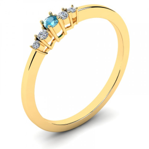 Pierścionek złoty zaręczynowy z błękitną cyrkonią 